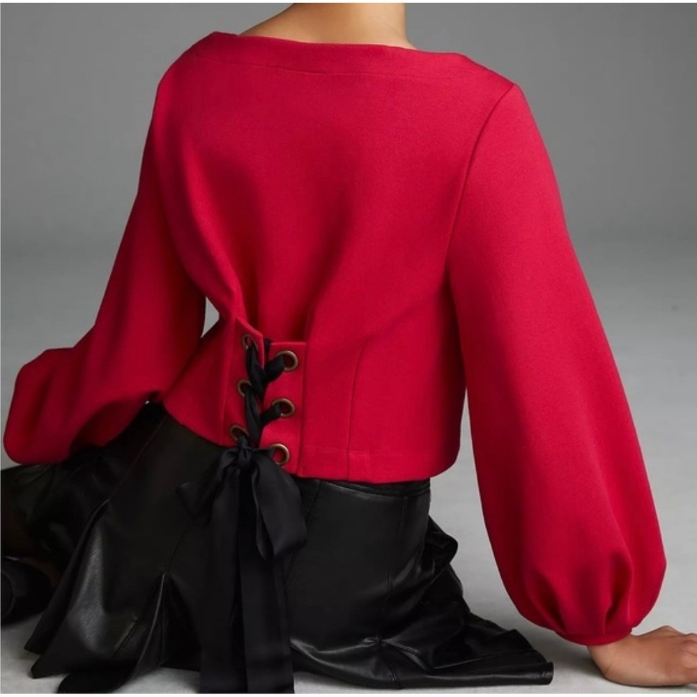 Maeve Anthropologie‎ Corset Back Sweatshirt Dark Romance Goth Renaissance Girly
